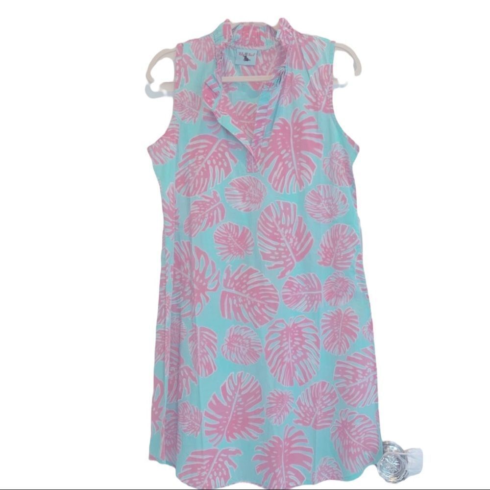 Haley & The Hound Sleeveless Pink & Turquoise Palm Dress Women’s Size M NWOT